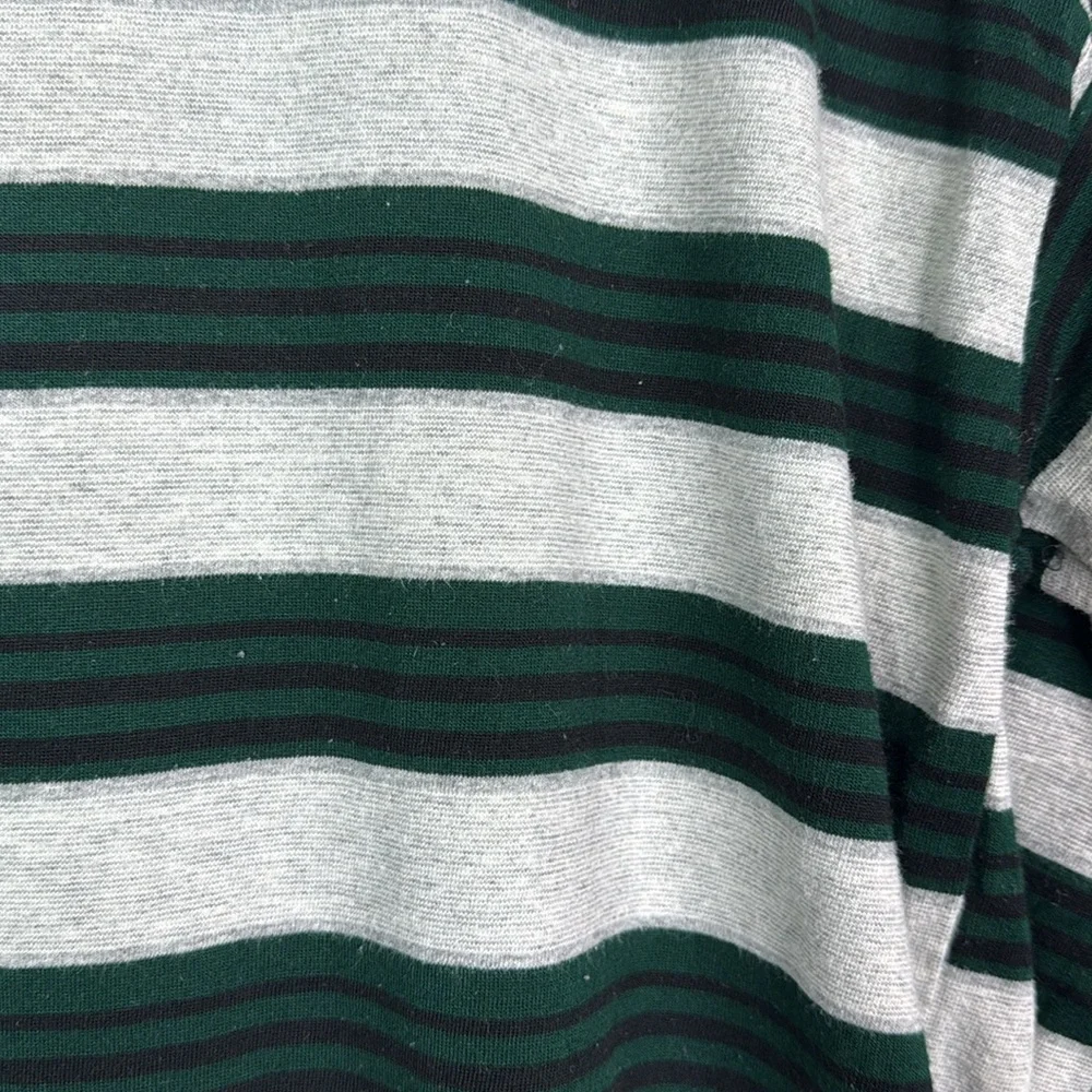 Vintage Nike Green Gray Black Striped Long Sleeve Polo Rugby Shirt XL 90s